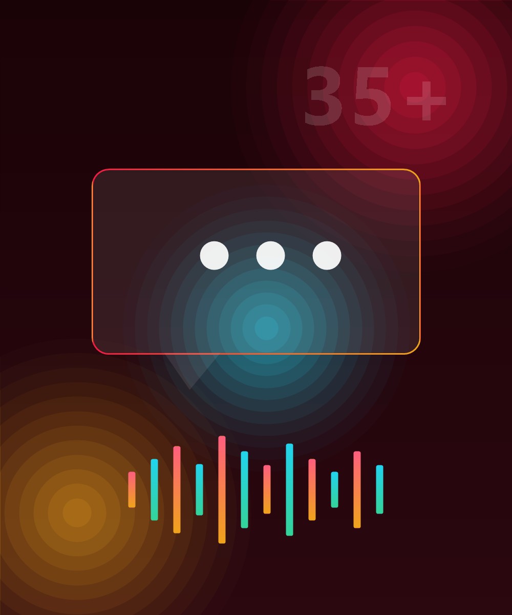 Abstract illustration of speech bubbles and sound waves representing Talkiva's 35+ Indian languages